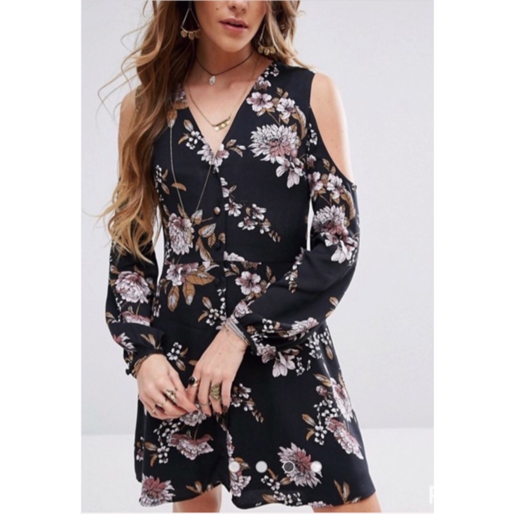 HP Yasmin Floral Print L/S Dress w/Cold Shoulder - Picture 3 of 8